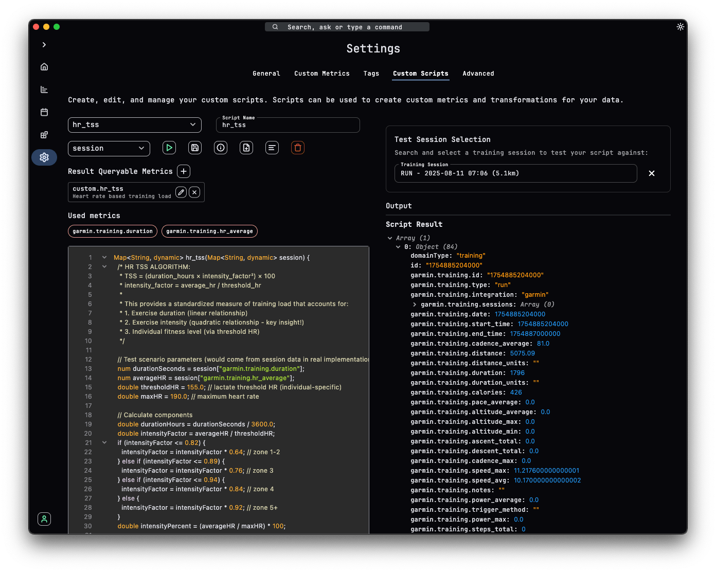 Custom scripting example