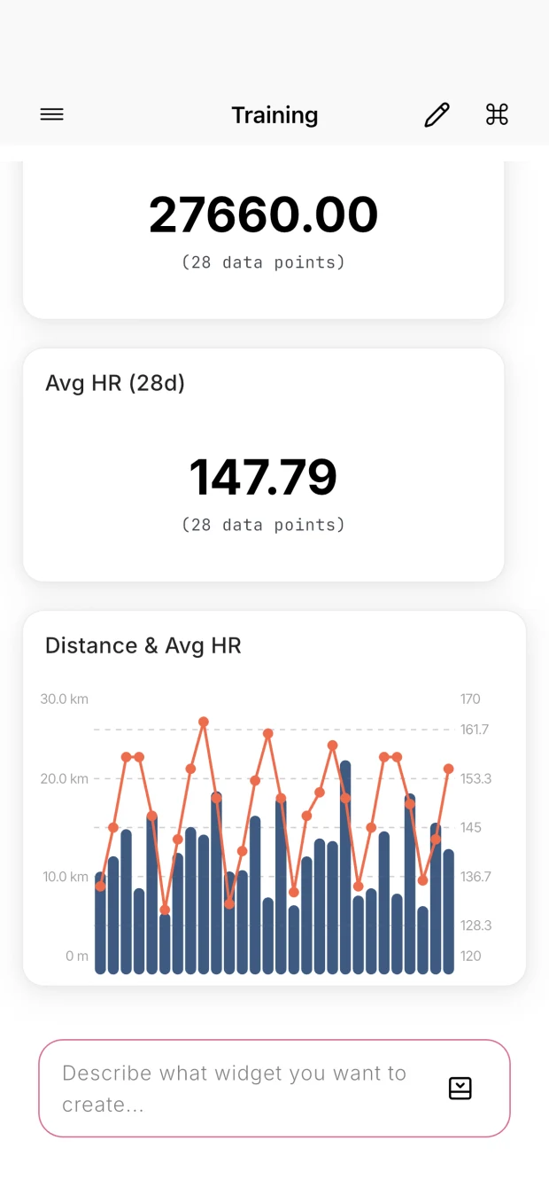 Athilio iPhone app — build a dashboard widget with AI