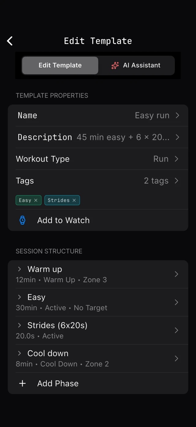 Template creation on iPhone